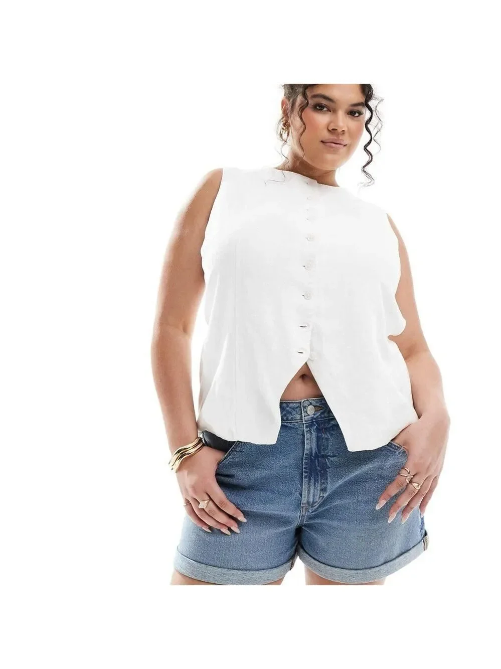 ASOS Curve Women's Denim Mom Shorts Dark Wash Size 24